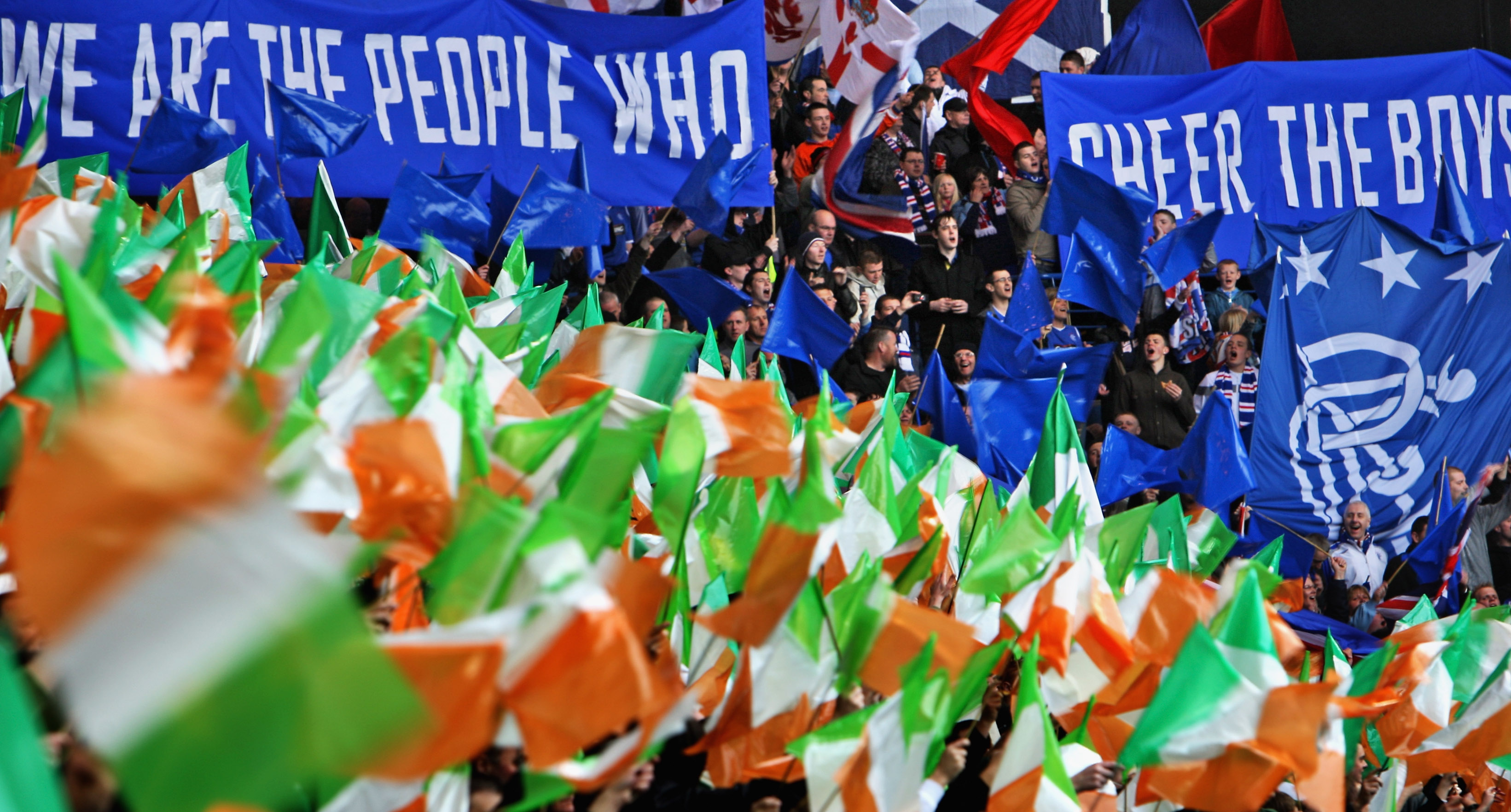 Photo of Rangers and Celtic supporters at a Scottish Premier League match