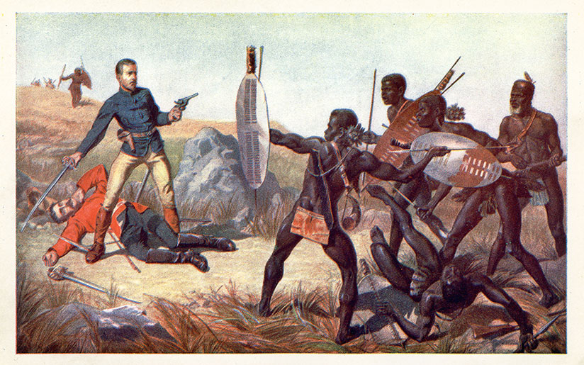 Illustration of Zulus fighting against the British Empire