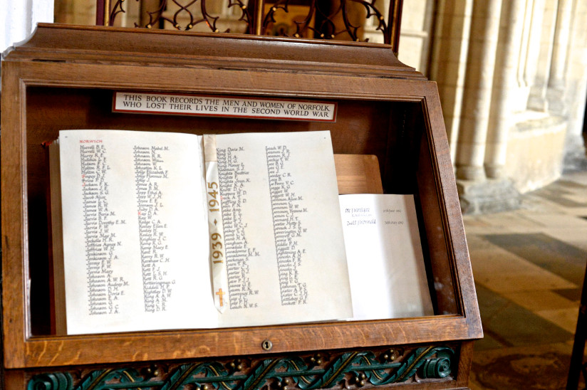 Photo of a book with names of people who died during WW1