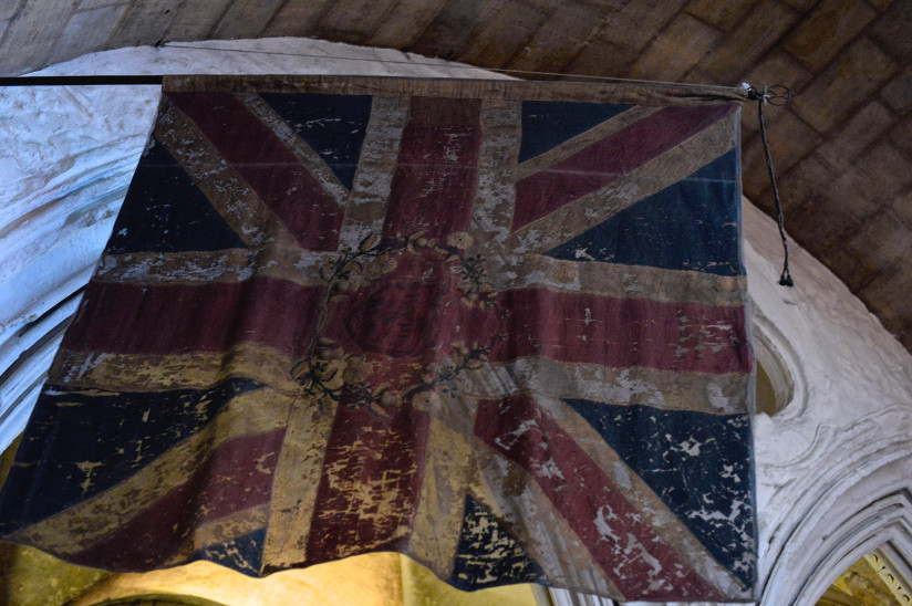 Close-up photo of a British flag used during WW1