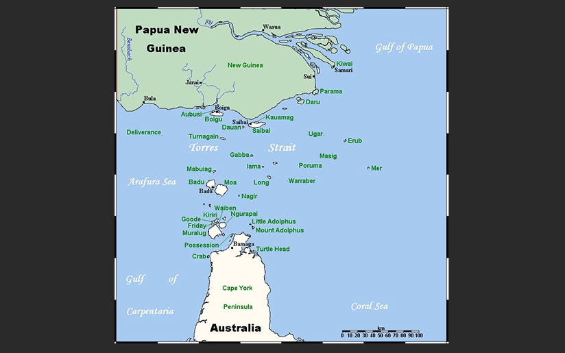 Map of Torres Strait Islands and Mer/Murray Island