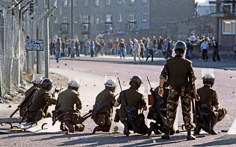 Photo of Londonderry and the British Army controlling rioting in the streets of Derry during The Troubles