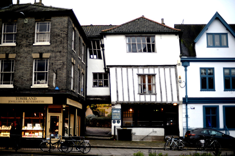 Photo of old houses in Tombland in Norwich, England