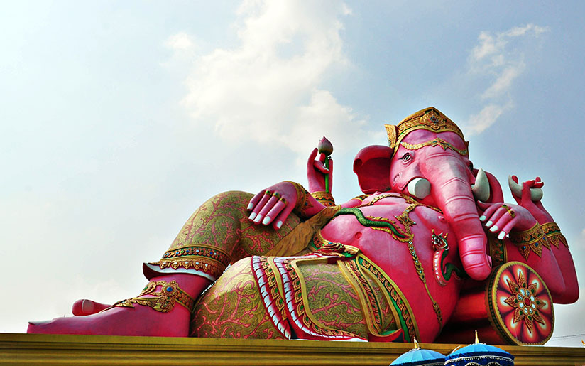 Photo of a statue of an elephant (a holy animal in India)